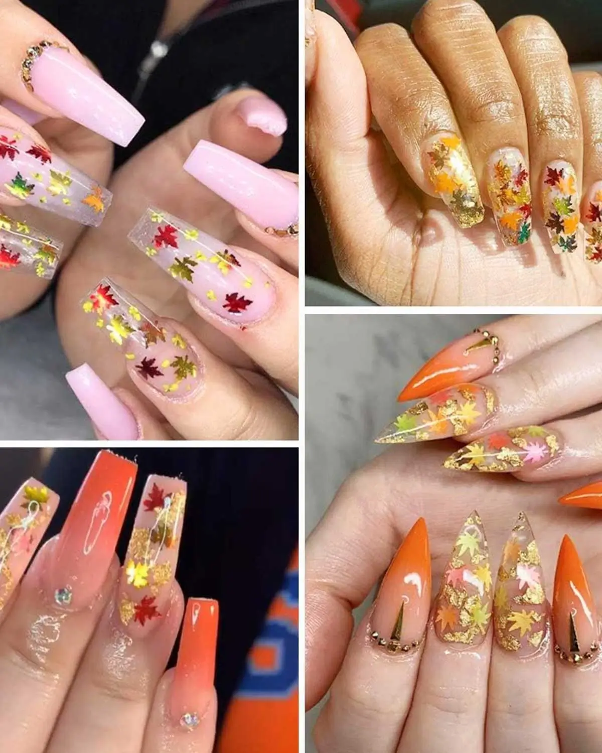 12 Colors Fall Leaf Glitter Nail
