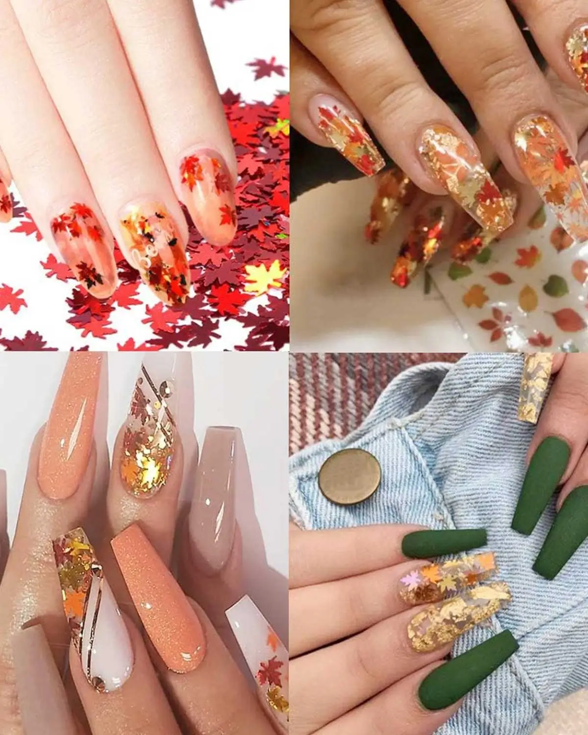 12 Colors Fall Leaf Glitter Nail