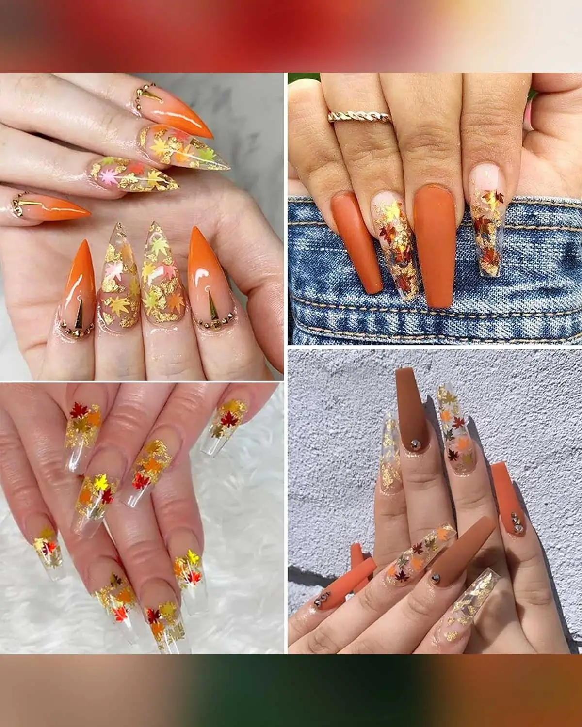 EBANKU Fall Nail Art Stickers with Nail Sequins for women