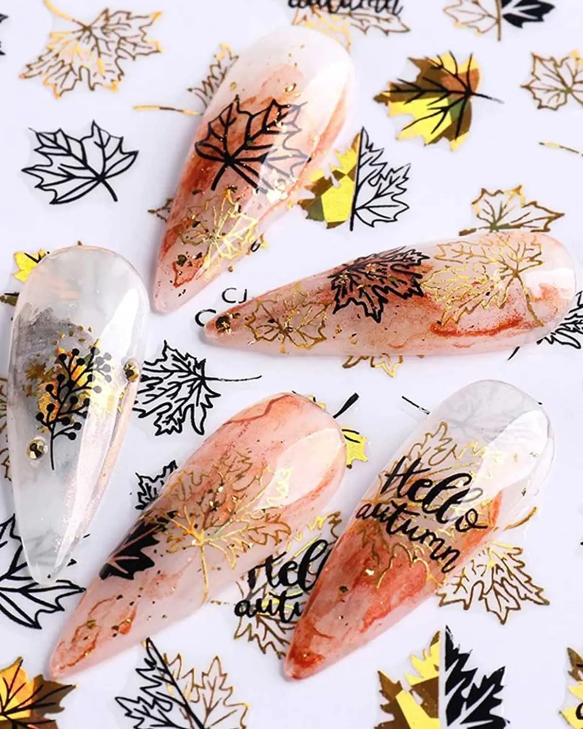 Fall Nail Stickers Autumn Maple Leaves