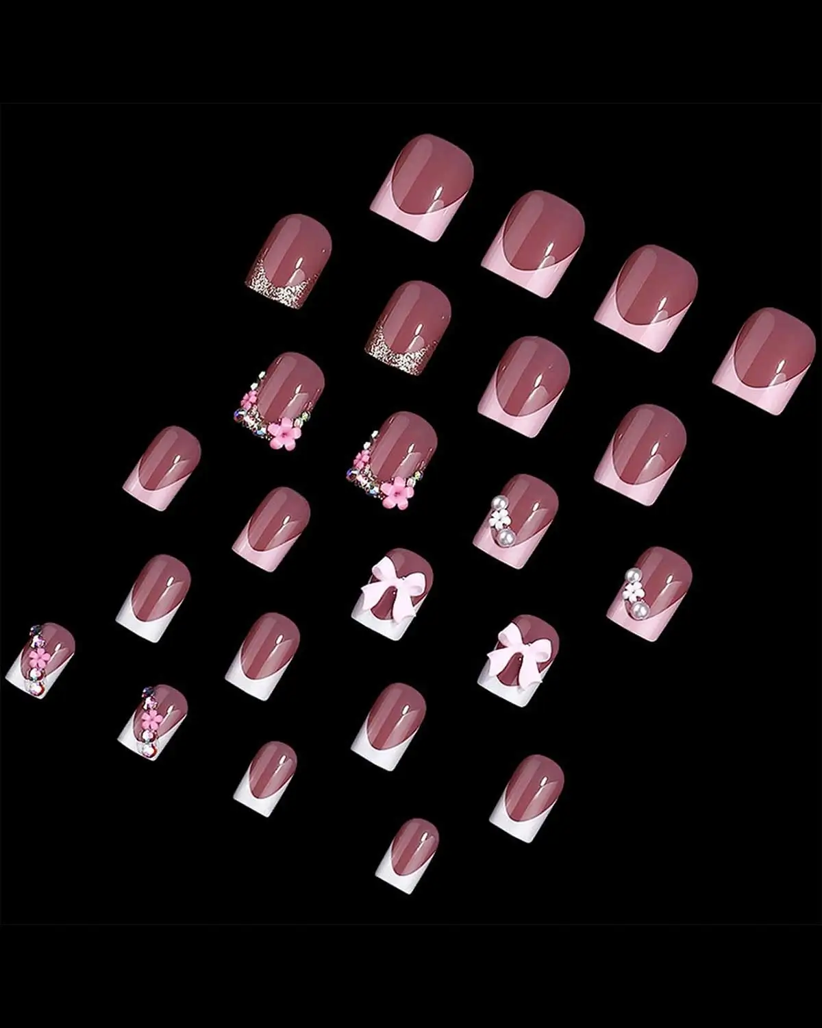 French Tip Press On Pink Nails