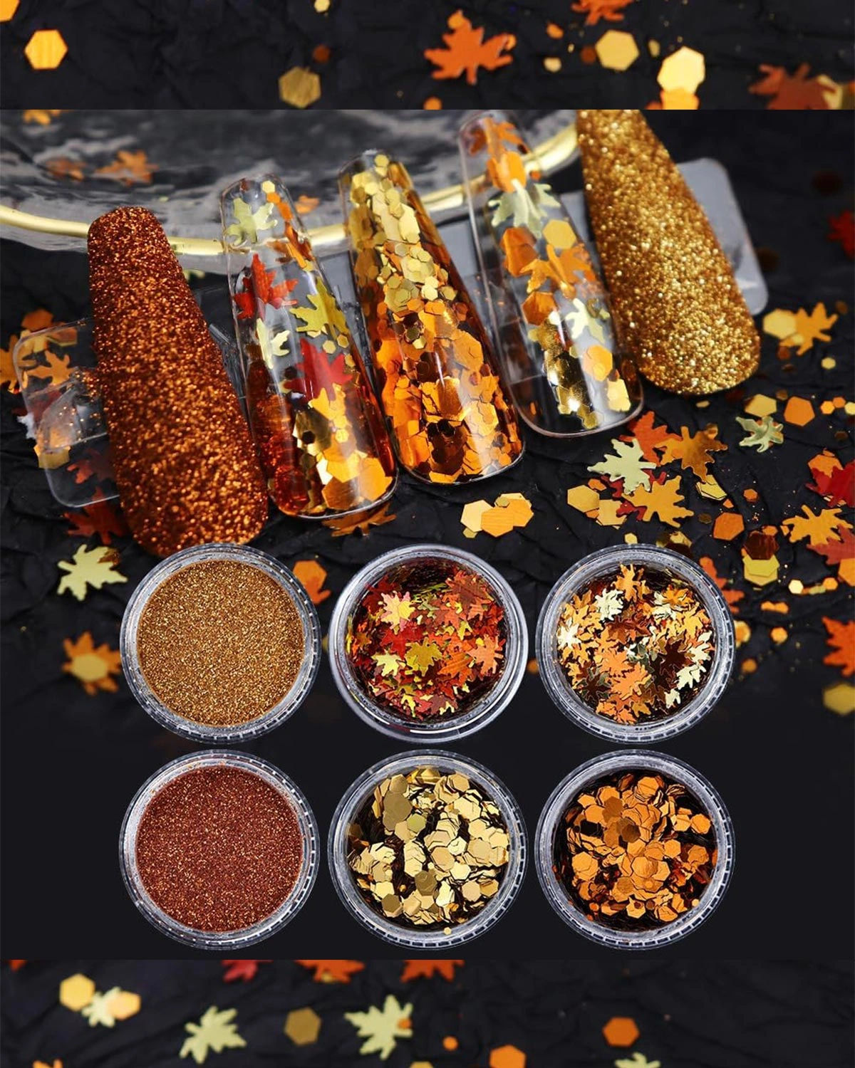 Golden Fall Nail Art Glitters