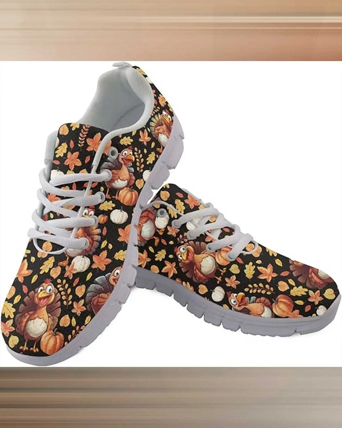 HUGS IDEA Thanksgiving Cartoon Turkey Sneakers