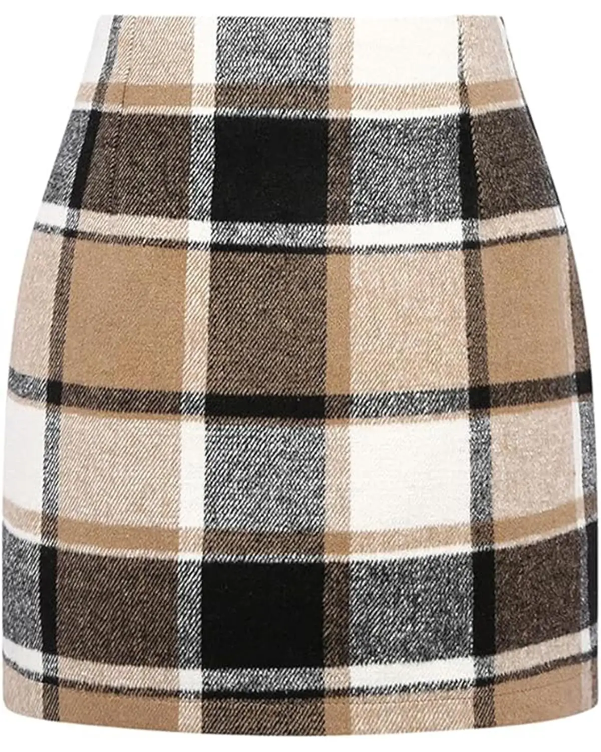 Kinghua Womens Wool Plaid Mini Skirt 
