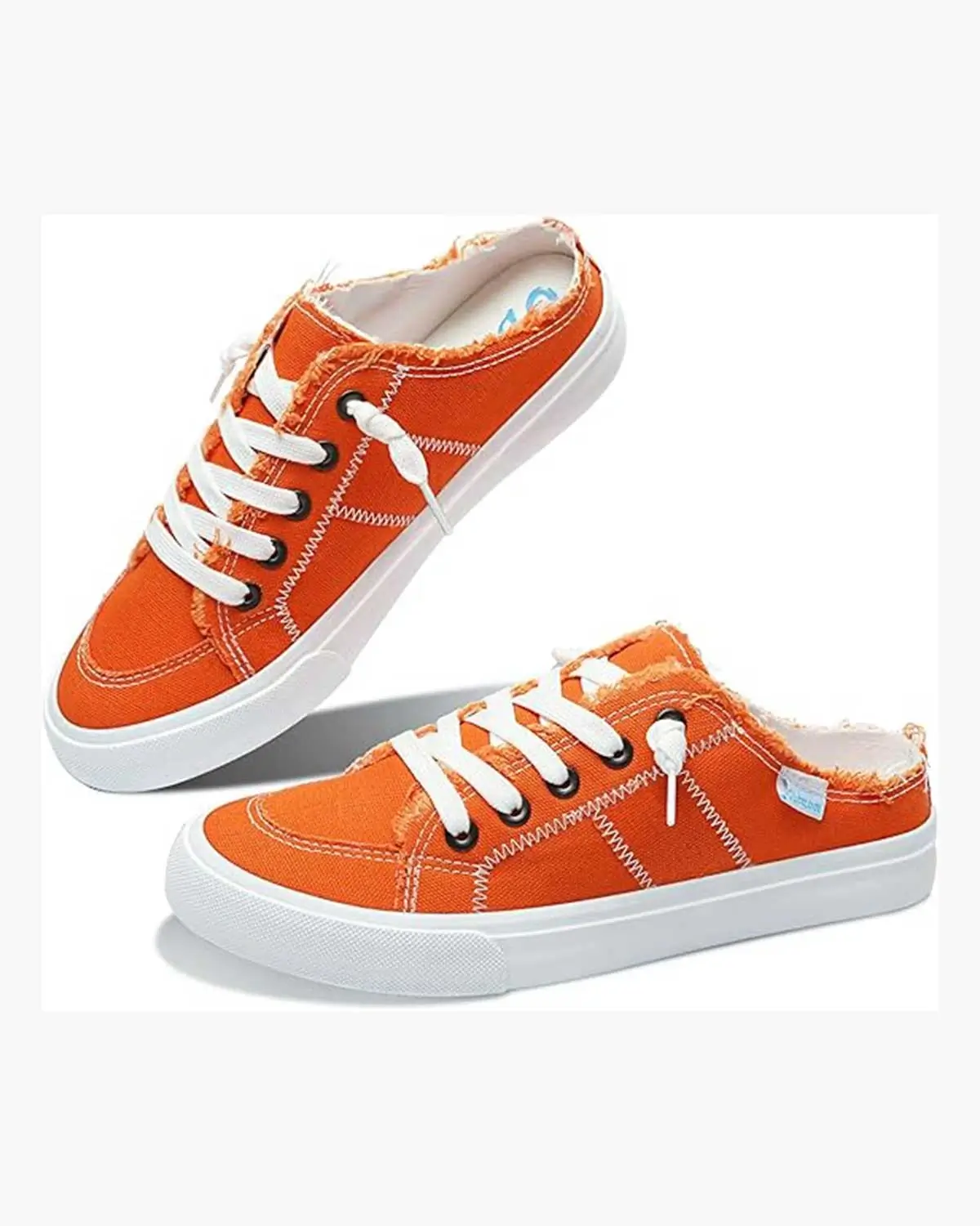 Obtaom Women Canvas Mules Memory Foam Clipper Fashion Sneakers