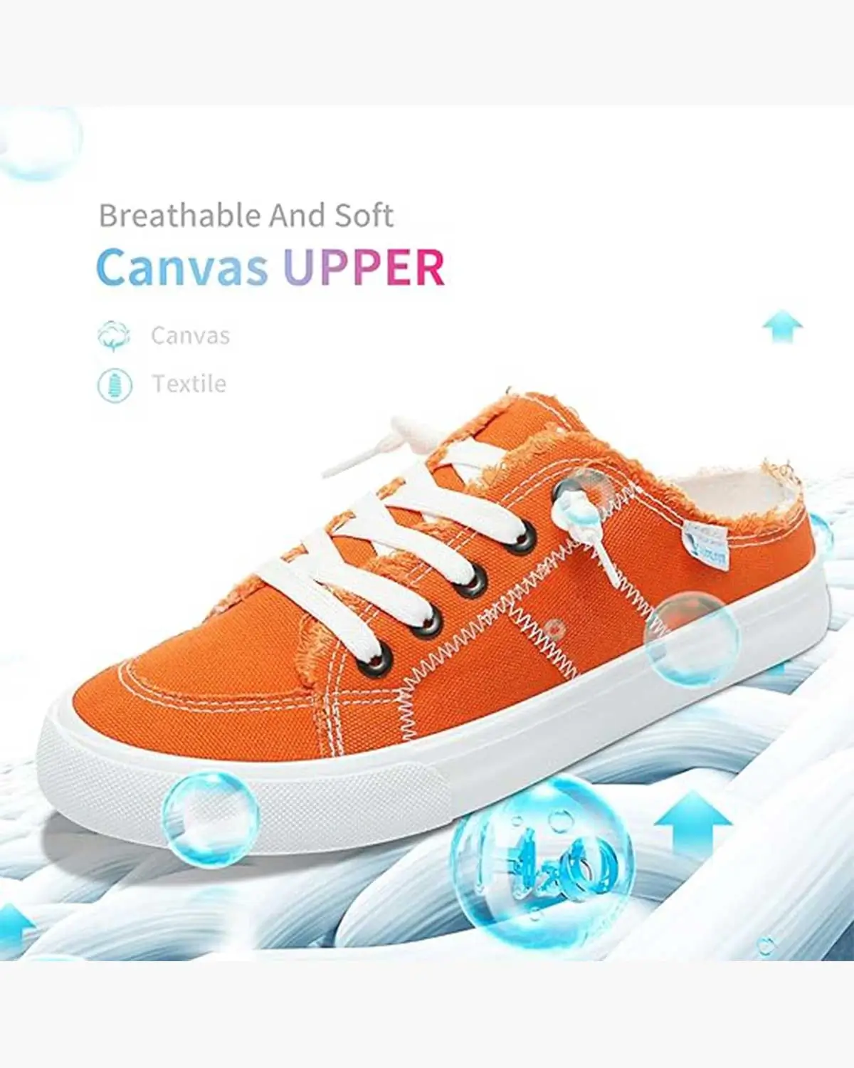 Obtaom Women Canvas Mules Memory Foam Clipper Fashion Sneakers