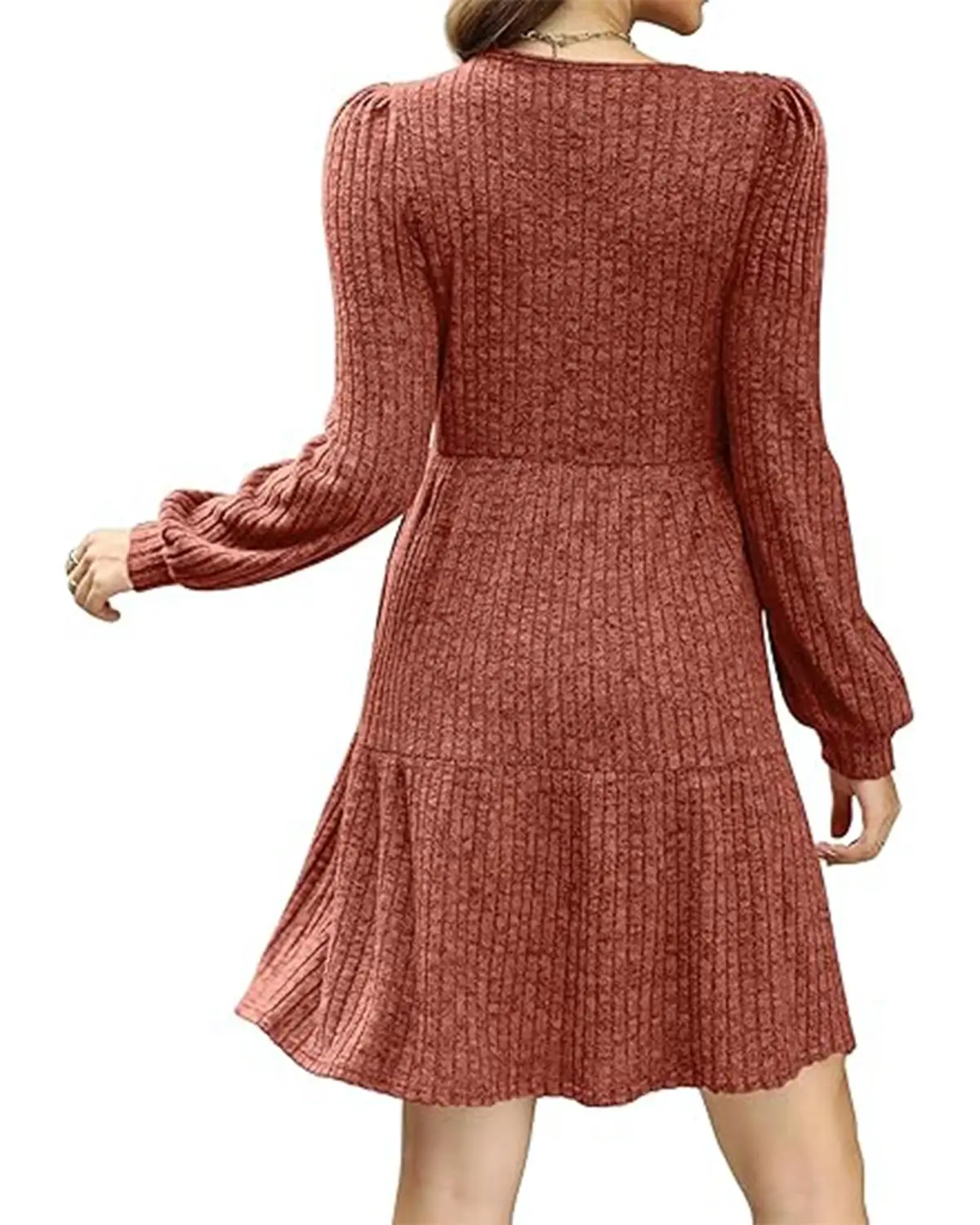 SAMPEEL Womens Square Neck Long Sleeve Fall Dresse