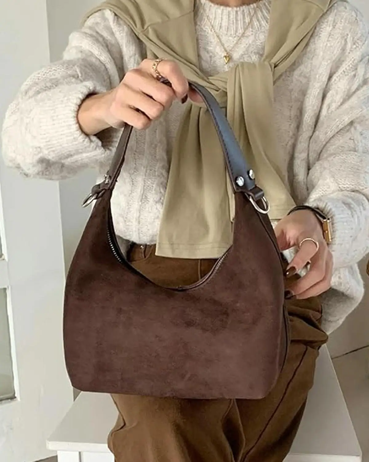 Suede Crescent Bag Women