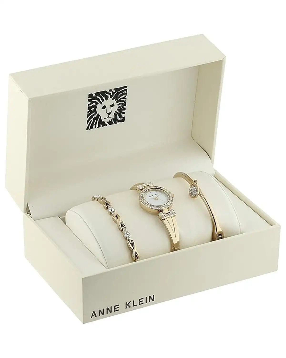 Anne Klein Women Premium Crystal Accented Bangle Watch And Bracelet Set