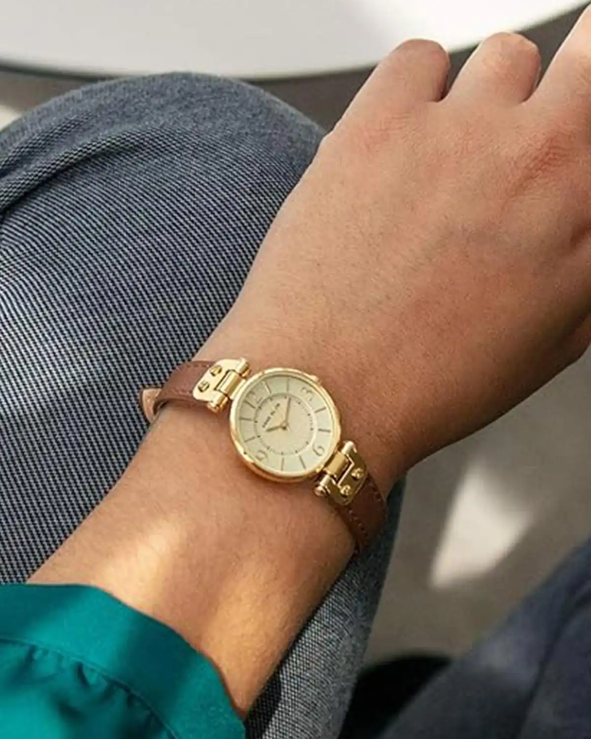 Anne Klein Women Leather Strap Watch