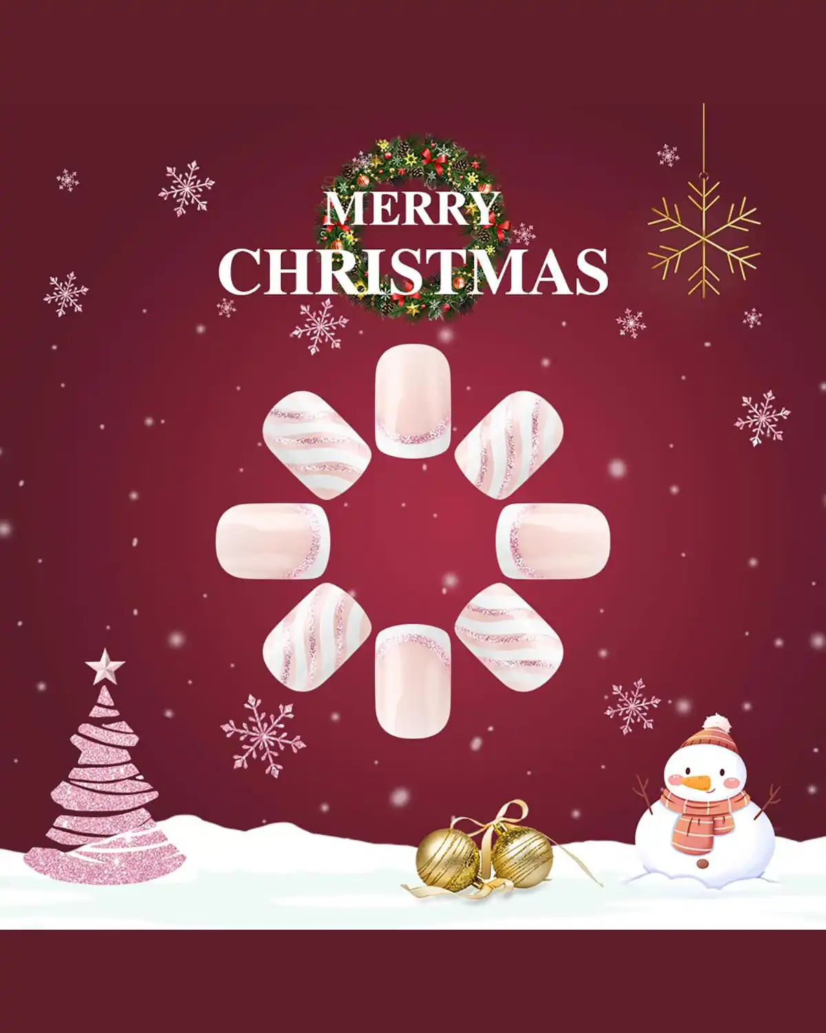 BYJKYEN Christmas Press on Nail