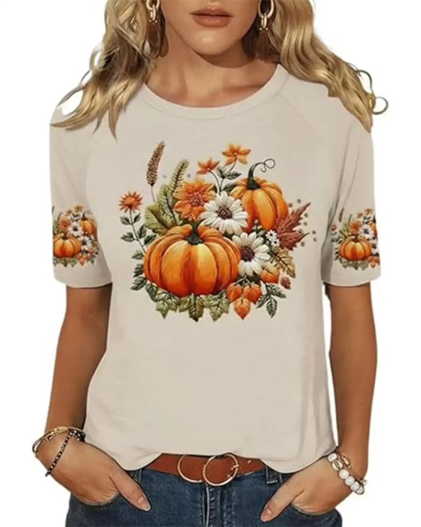 Beopjesk Halloween Thanksgiving Tees For Women