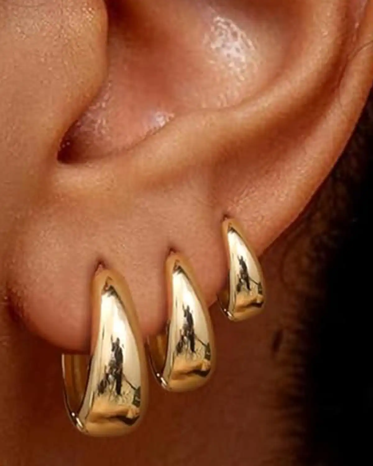 Besteel 3Pairs 14K Gold Plated Hoop Earrings Set for Women