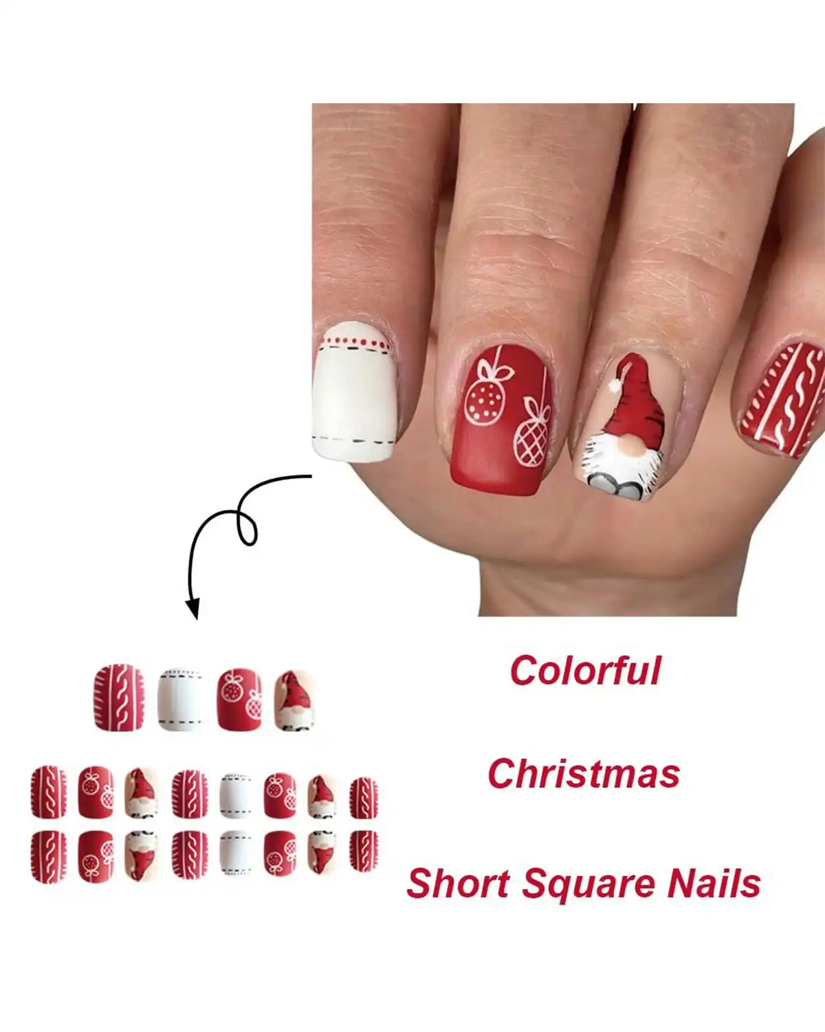 CEWEWP Christmas Fake Nails Features