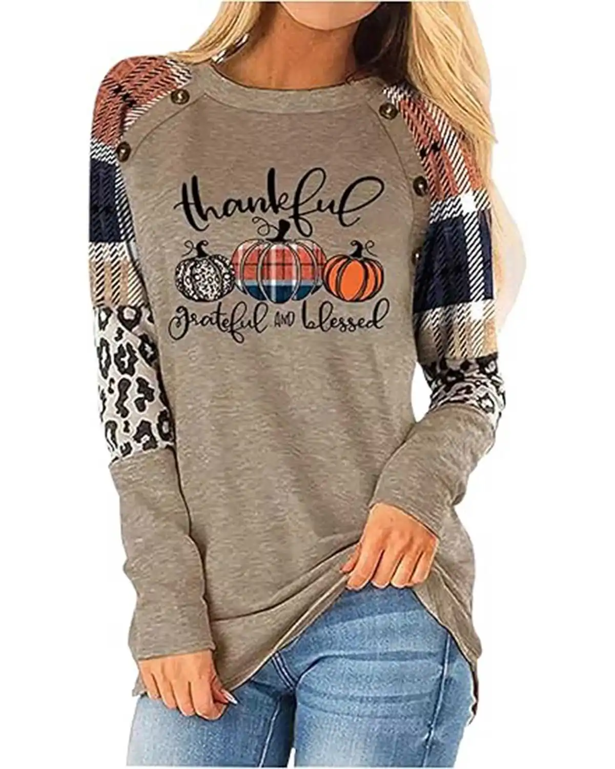 Chuntianran Thankful Blessed Thanksgiving Shirt