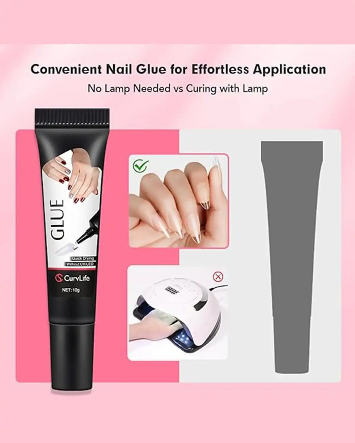 Curvlife Newly Upgraded Quick Drying Nail Glue Kit