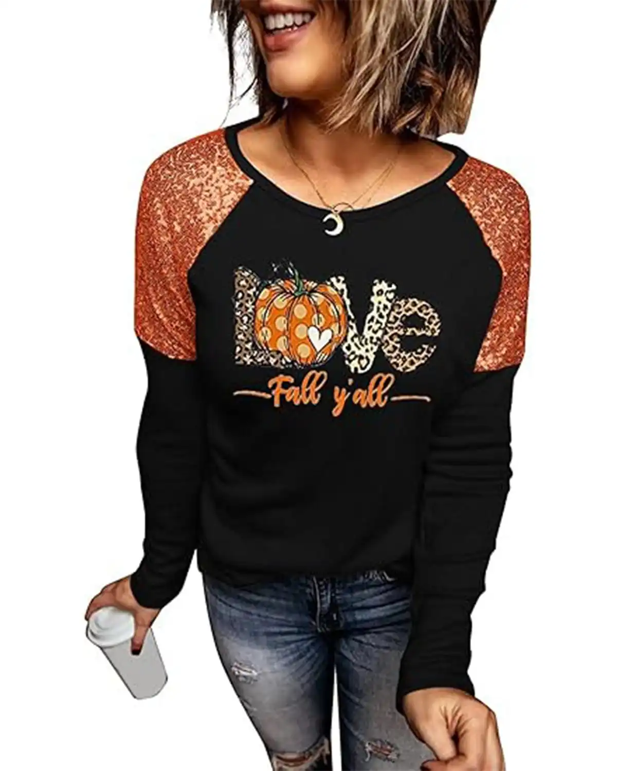 Earlymemb Halloween Pumpkin Shirt for Womens