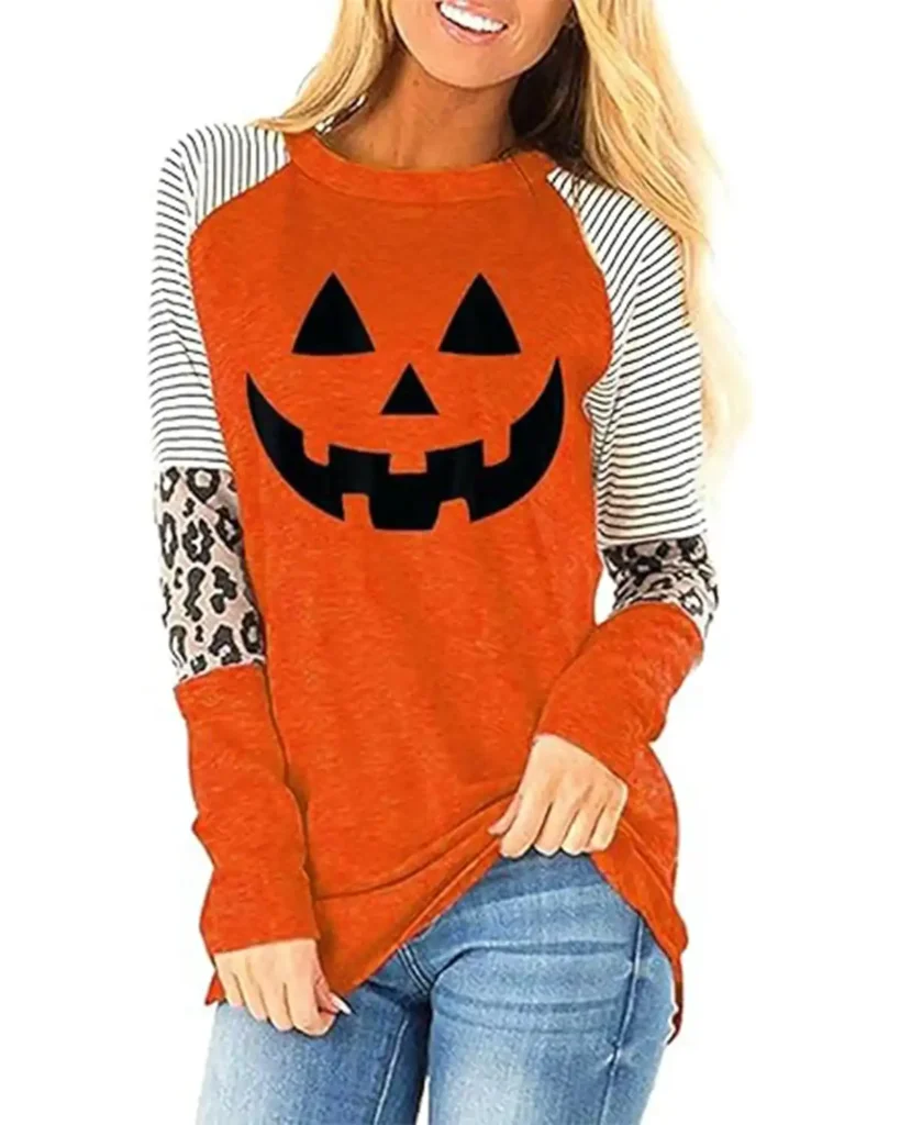 Fronage Leopard Long Sleeve Print Tops For Women