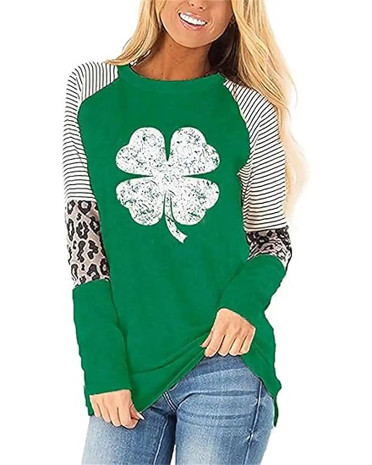 Fronage Leopard Long Sleeve Print Tops For Women