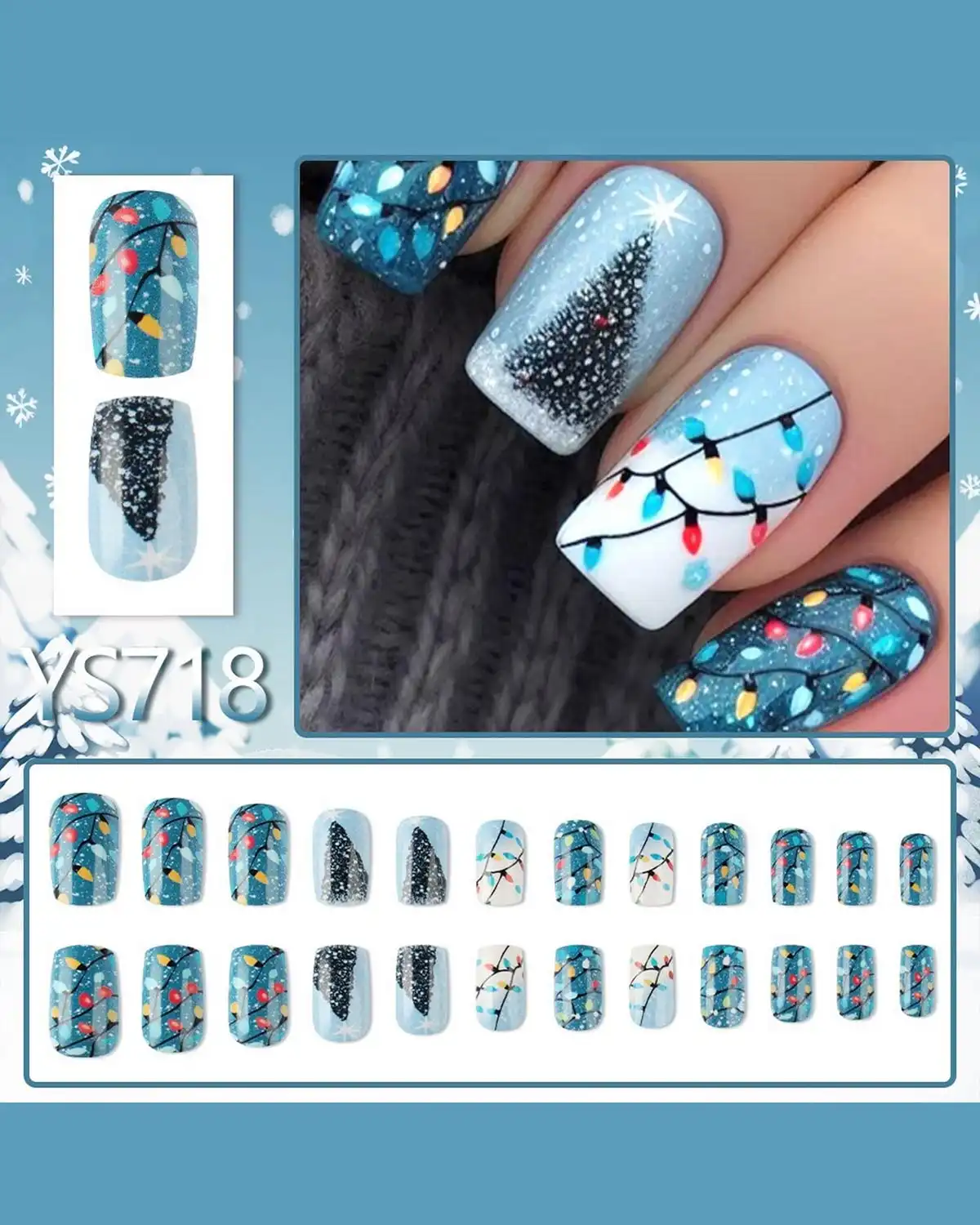Fukidog Christmas Press on Nails