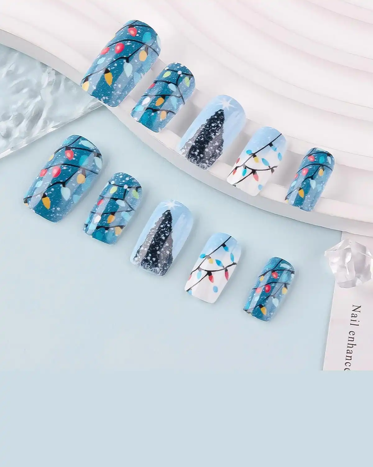 Fukidog Christmas Press on Nails for Women
