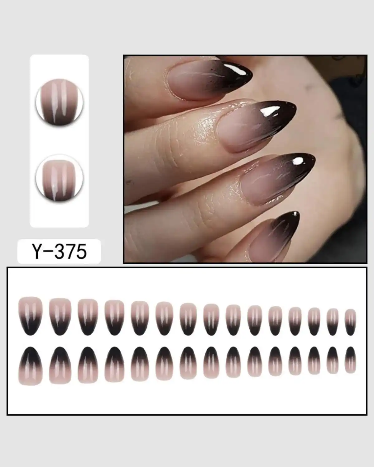 GUFUGU Black French Tip Press on Nail