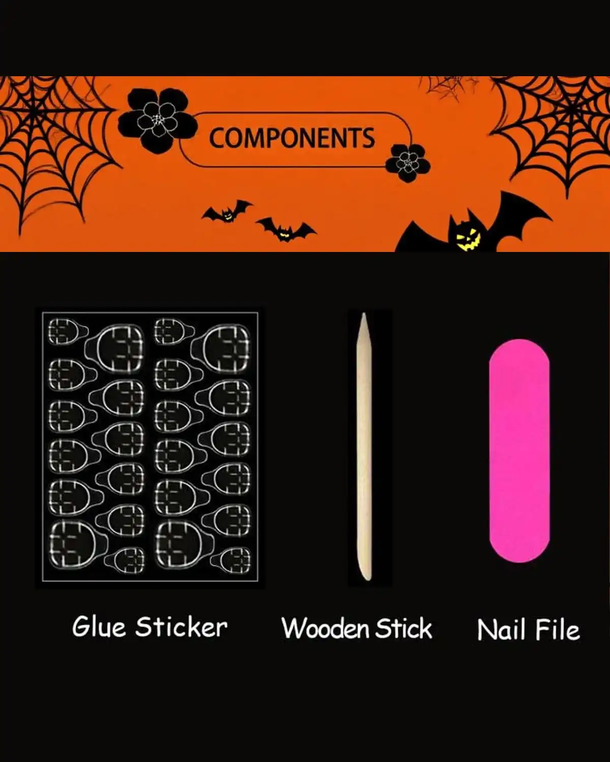 GUFUGU Black French Tip Press on Nails Size