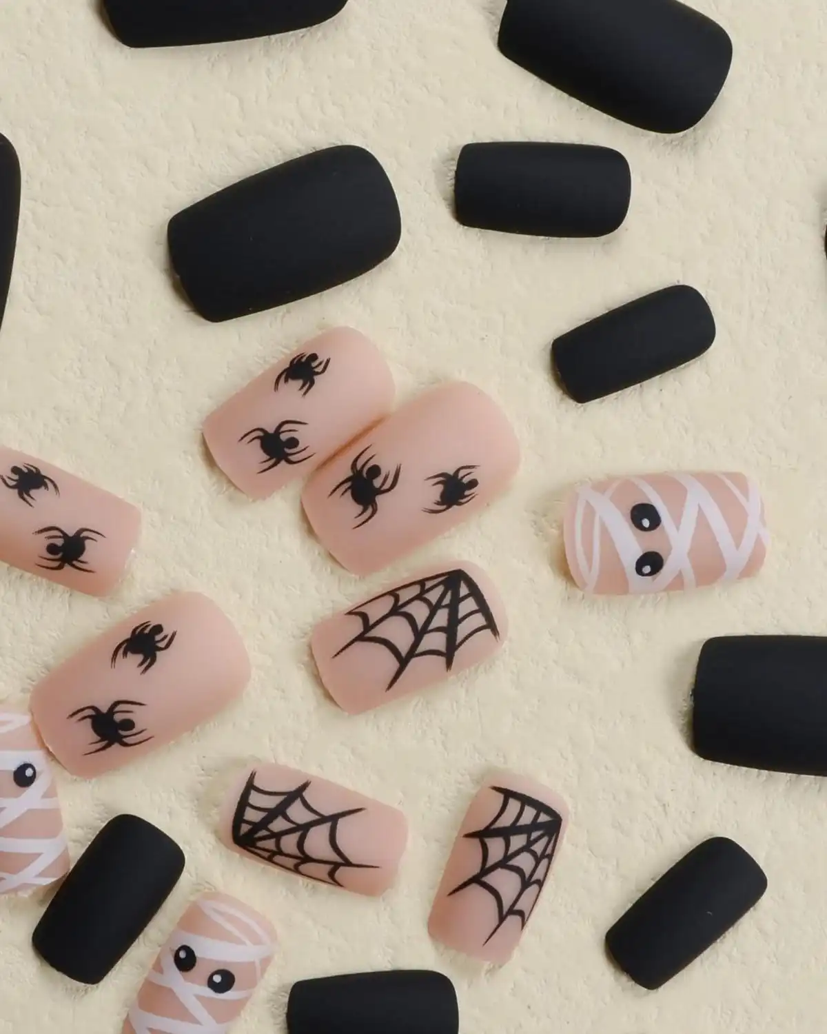 Gritose 24pcs Black Halloween Nail