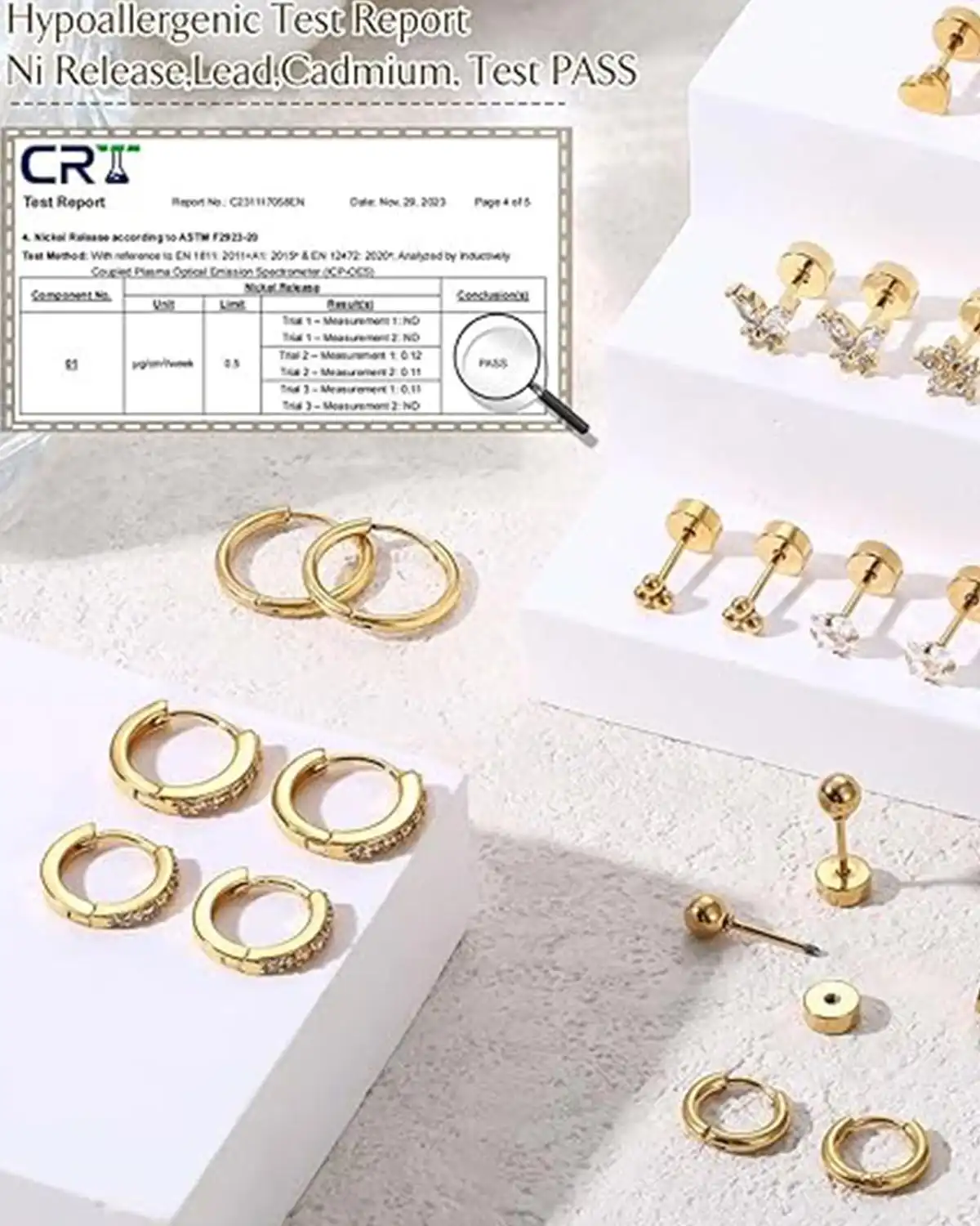 Jstyle Hypoallergenic 14K Gold Plated Flat Back Earrings Review