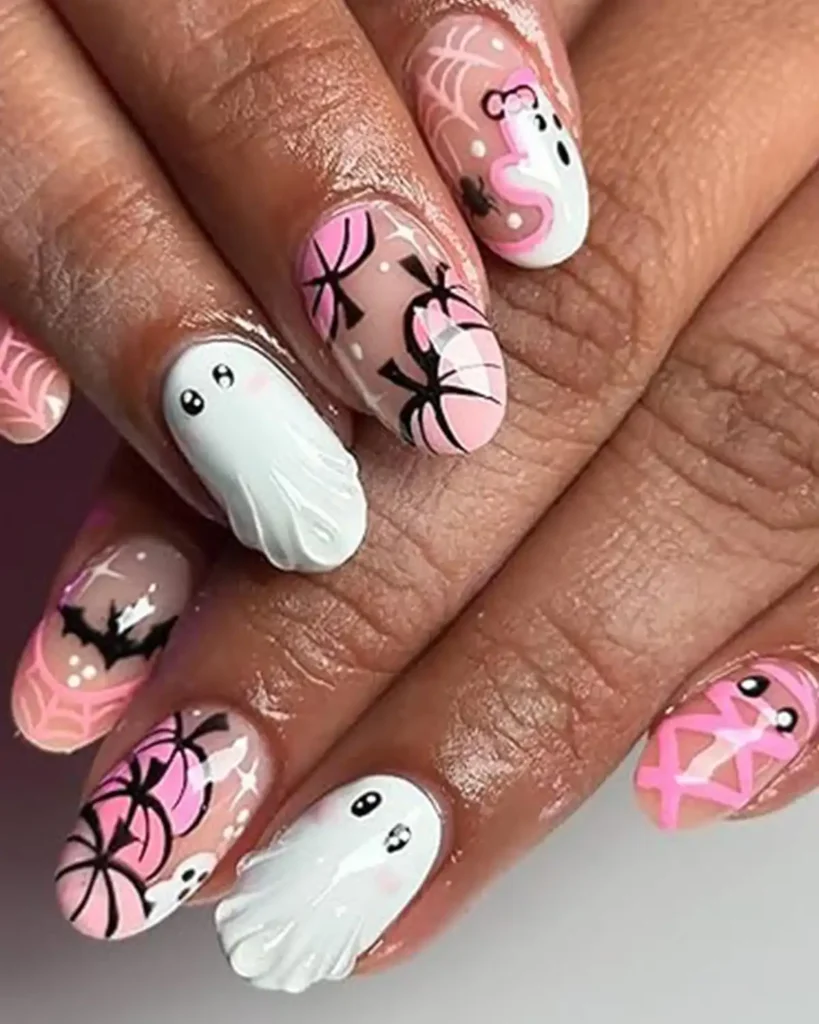 KRTBKR Cute Ghost Press on Nails