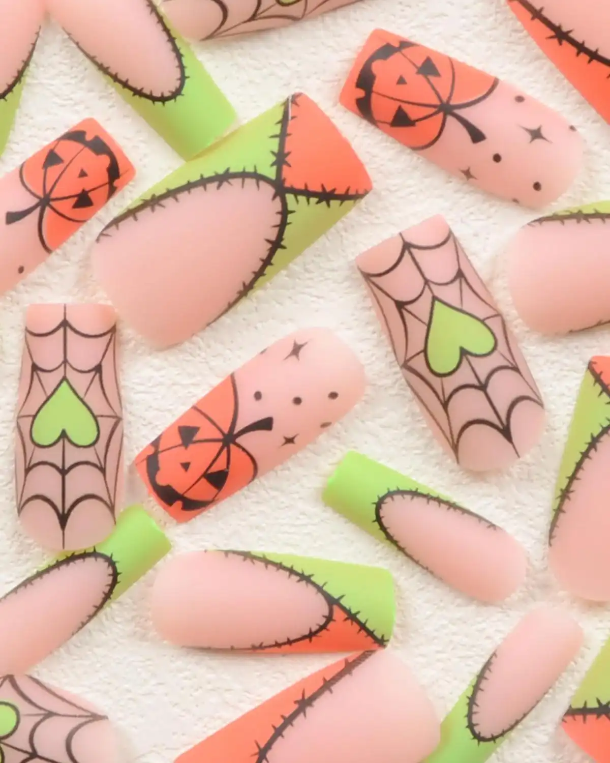 KSTBJN Halloween French Tip Press on Nail