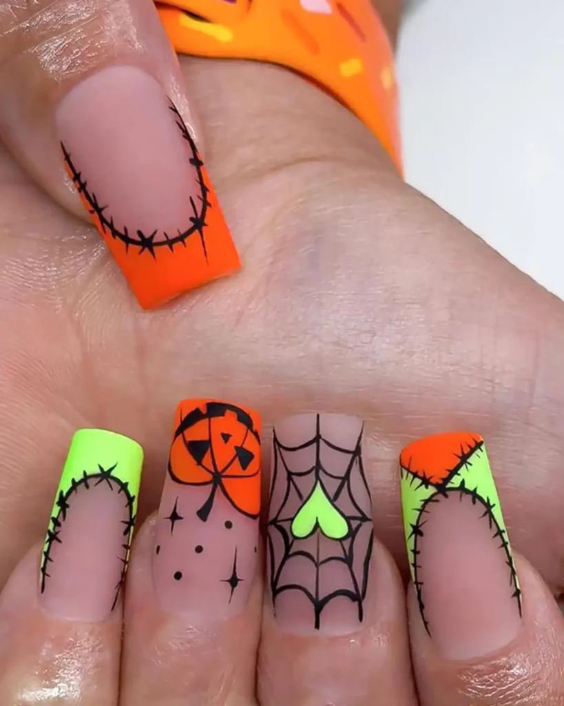 KSTBJN Halloween French Tip Press on Nails