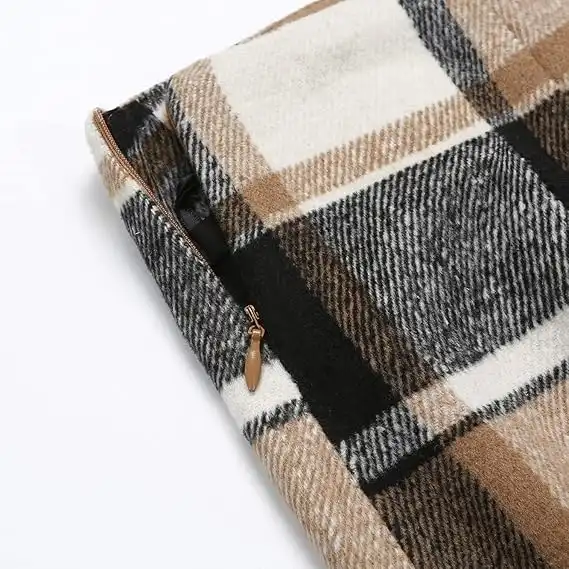 Kinghua Wool Plaid Mini Skirts