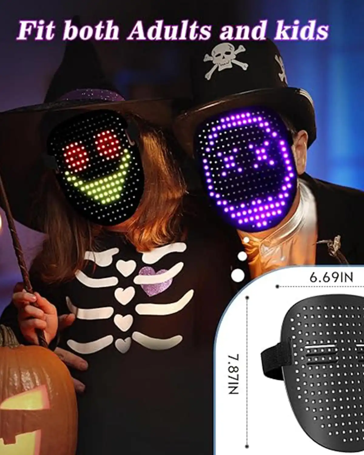 Led Mask Halloween Costume for Kids Adults