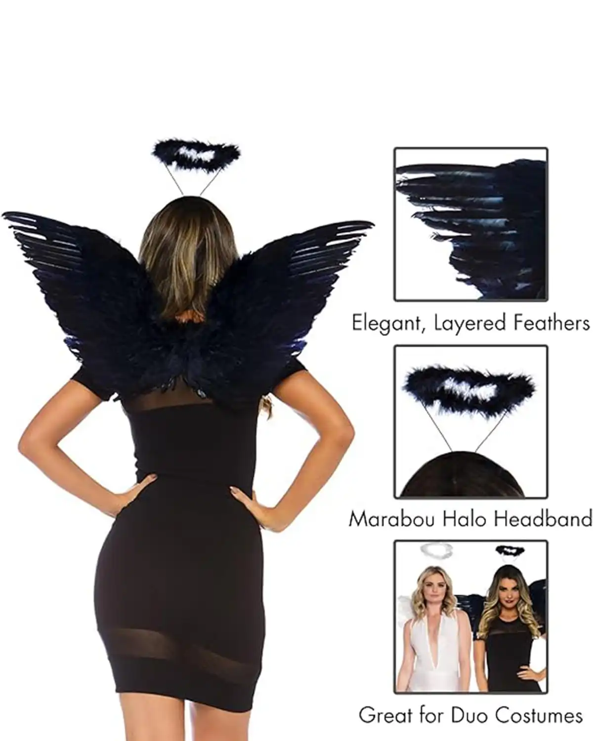 Leg Avenue Womens Feathered Angel Wings and Halo Costumes