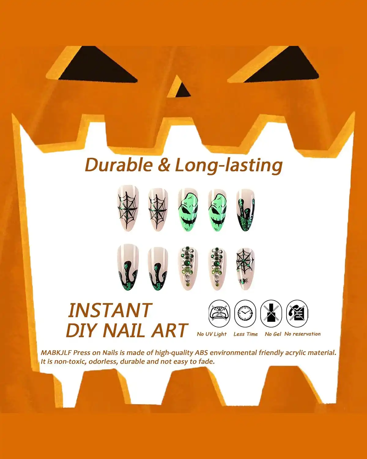 MABKJLF Halloween Press on Nails