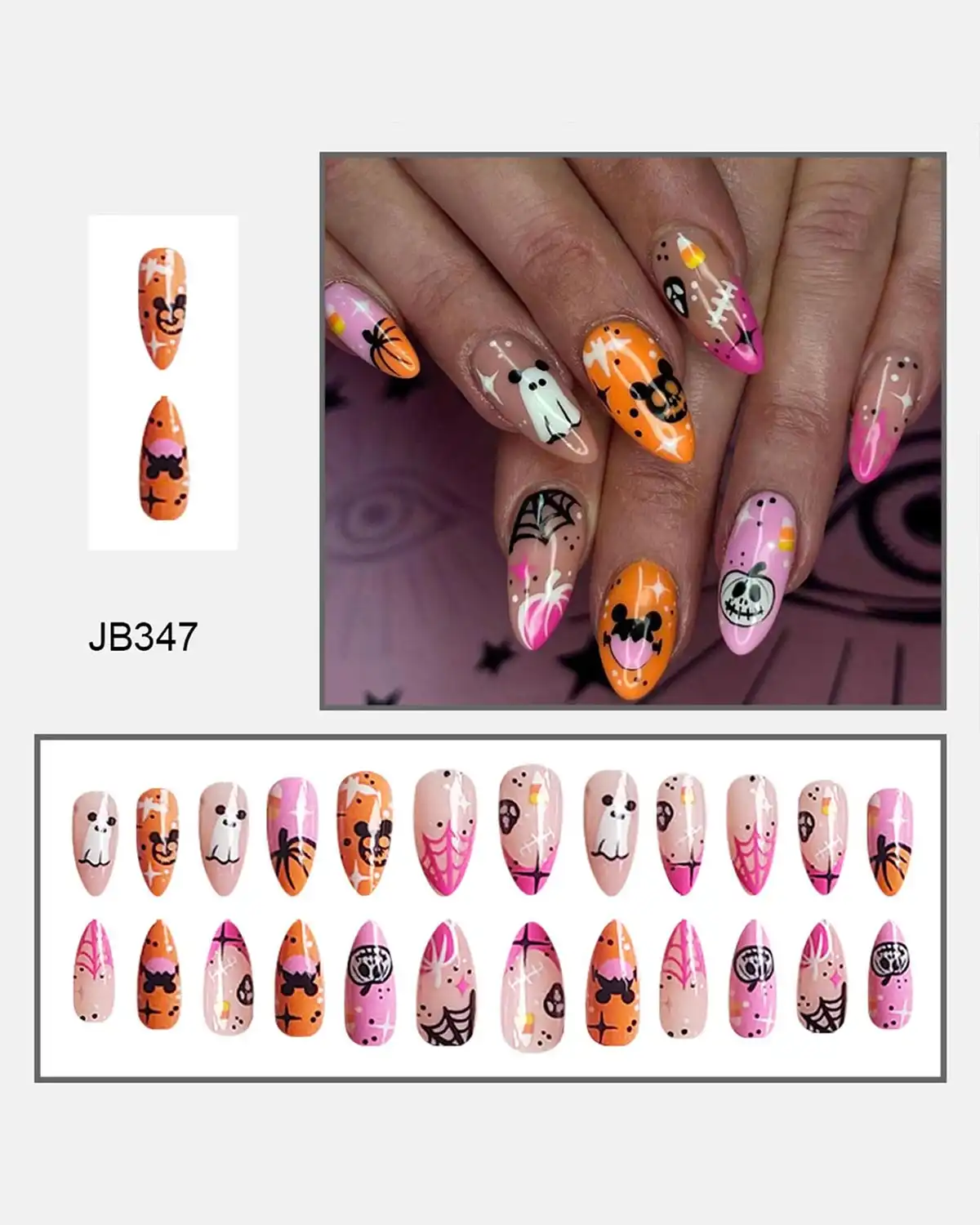 Mdscve Halloween Nails Short Press On Nail