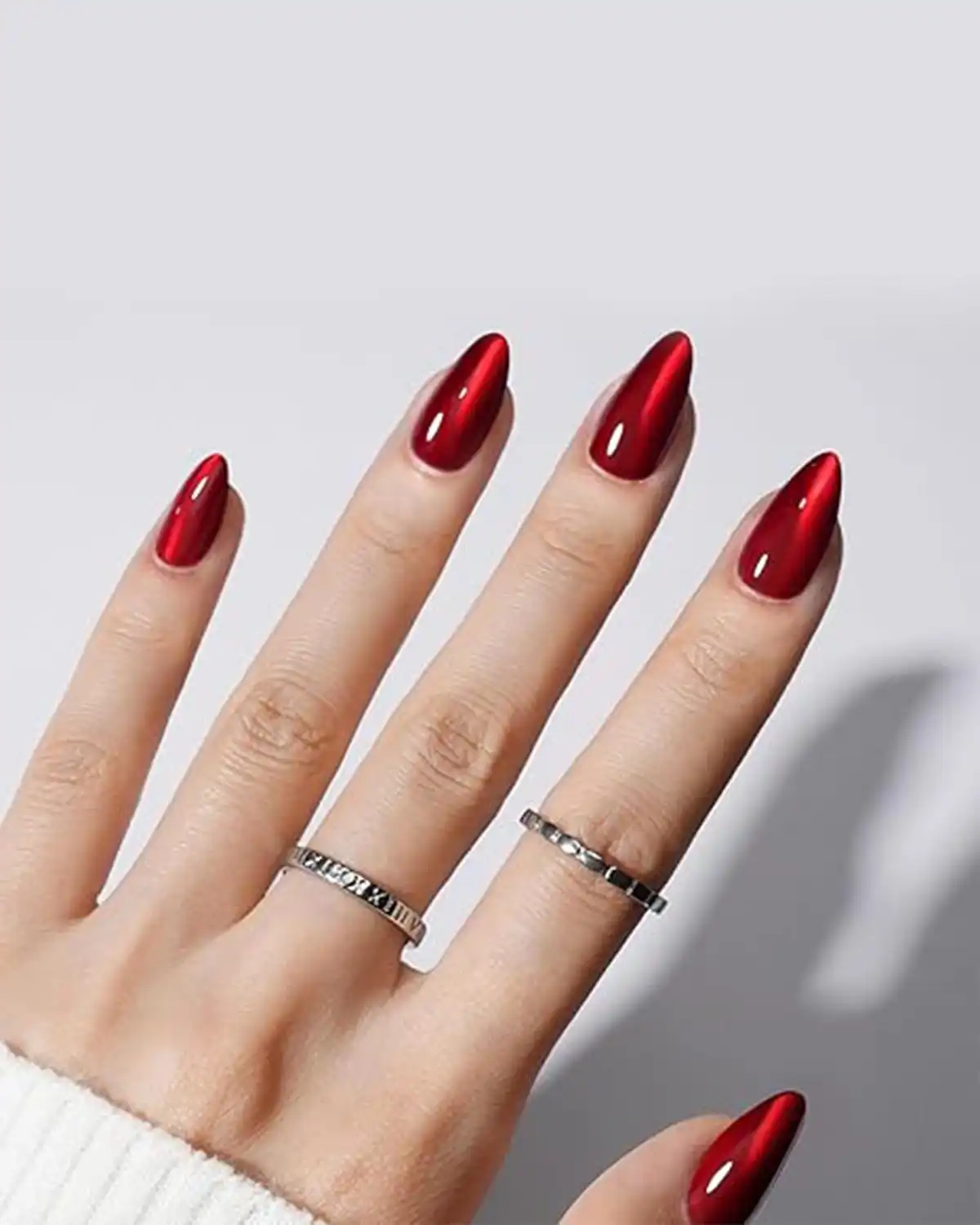 Modelones Red Cat Eye Press on Nails