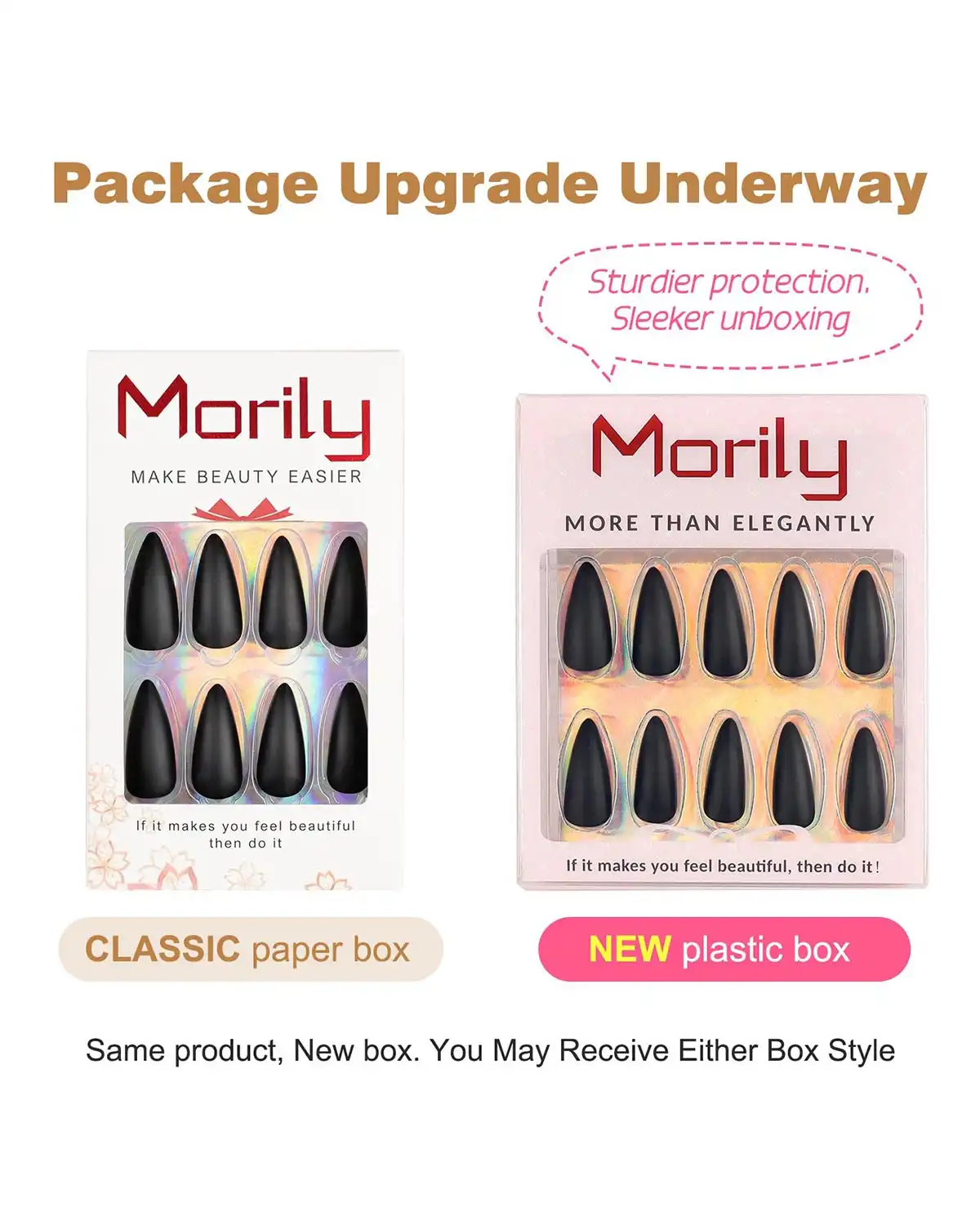 Morily Fake Nails Matte Black Press on Tips Nails for Women