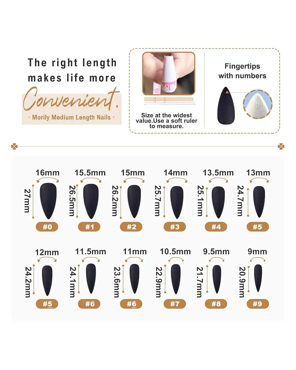 Morily Fake Nails Matte Black Stiletto Press on Nails for Women