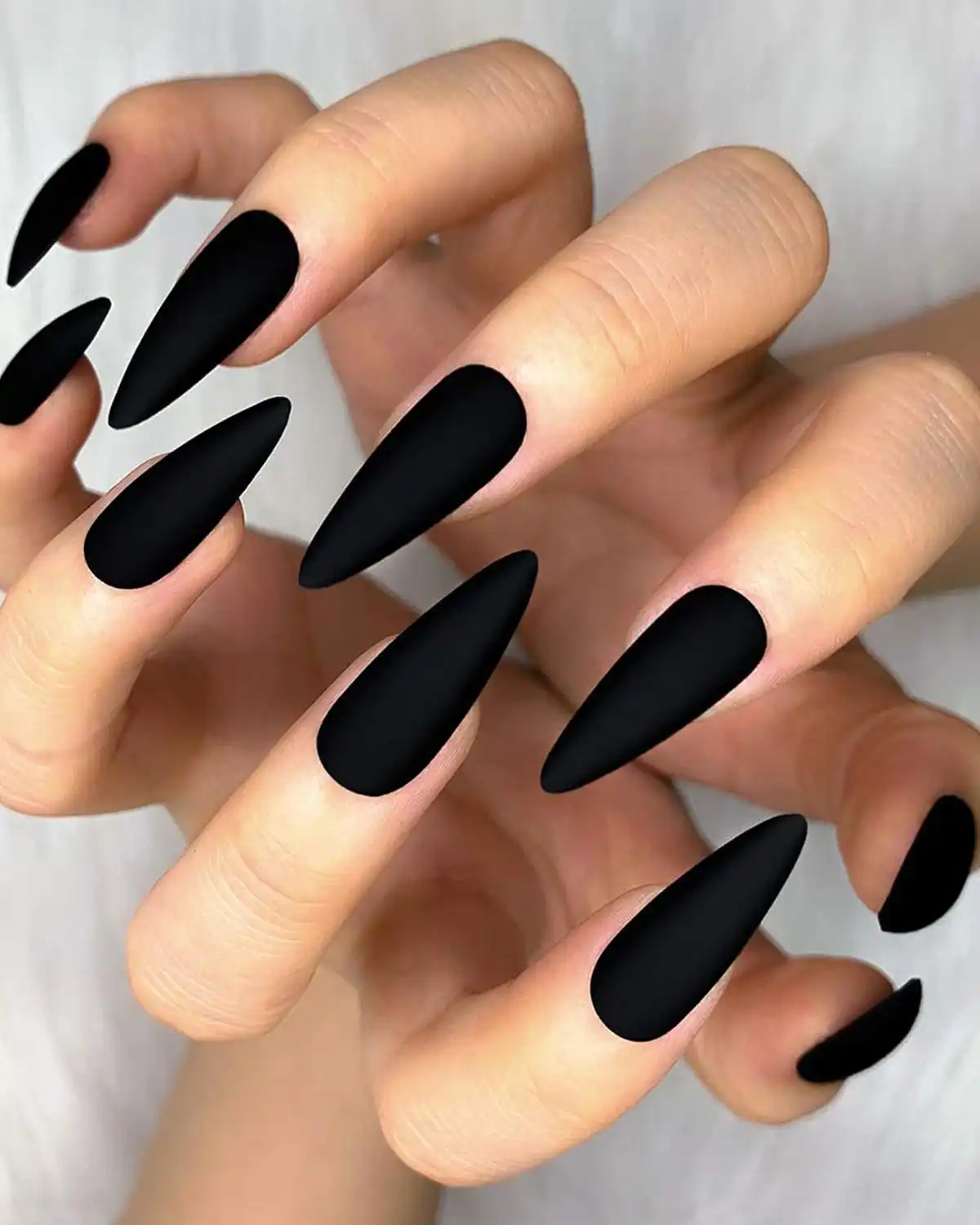Morily Fake Nails Matte Black Stiletto Press on Tips Nails for Women