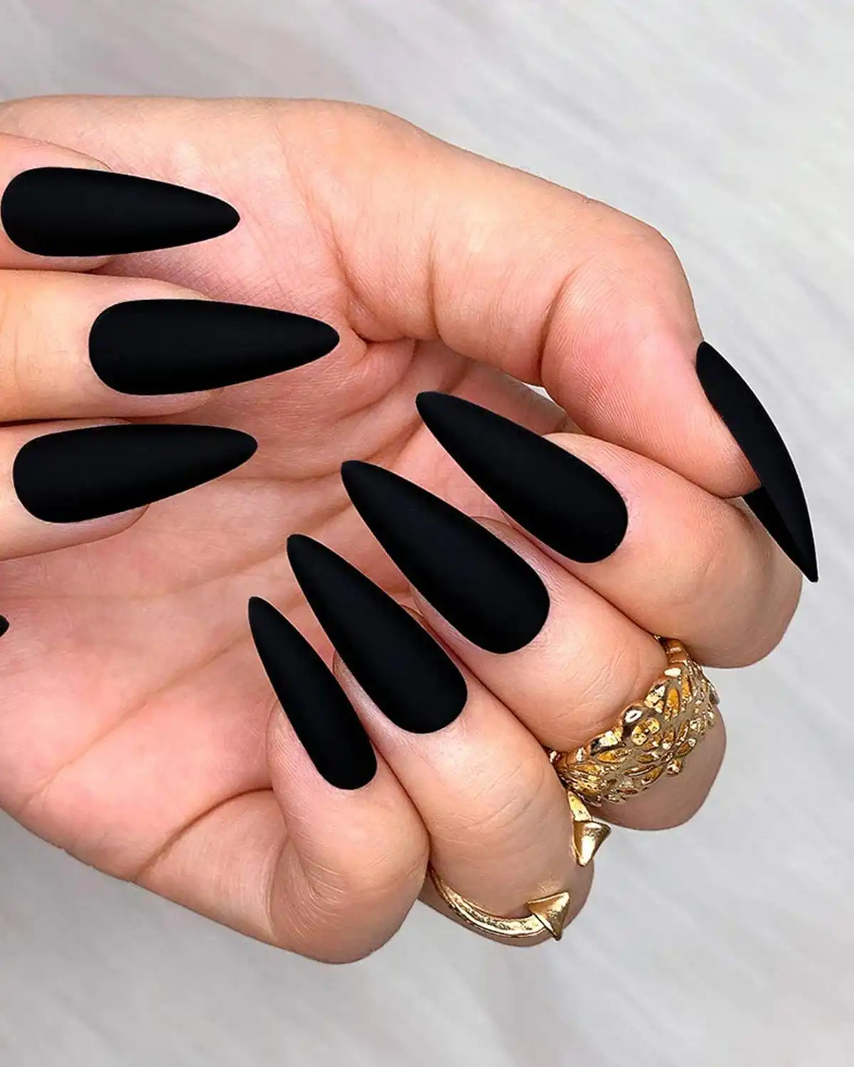 Morily Fake Nails Matte Black Stiletto Press on Tips Nails for Womens