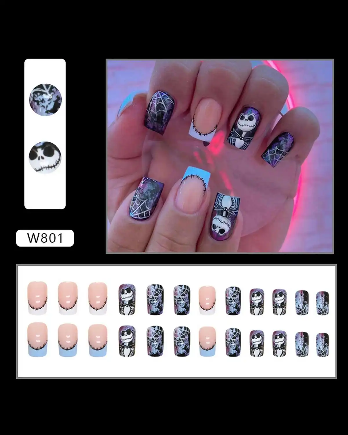 OCOUYVD Halloween Press on Nail for Women