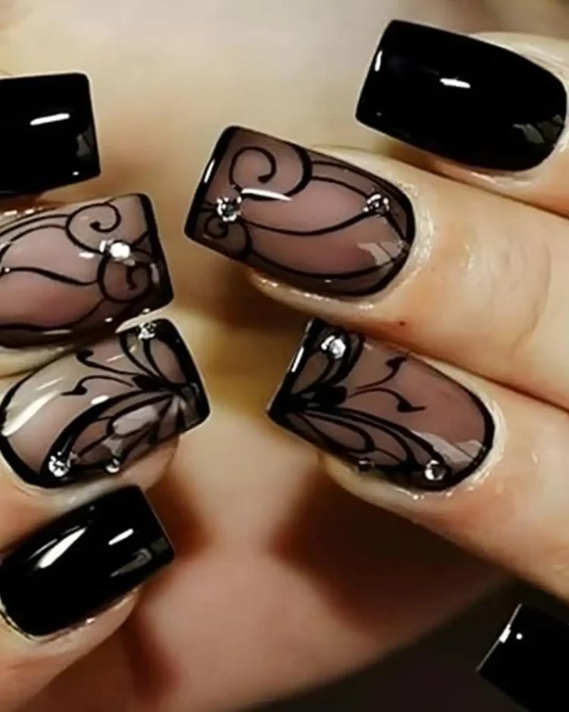 OHWODA Black Press on Nails