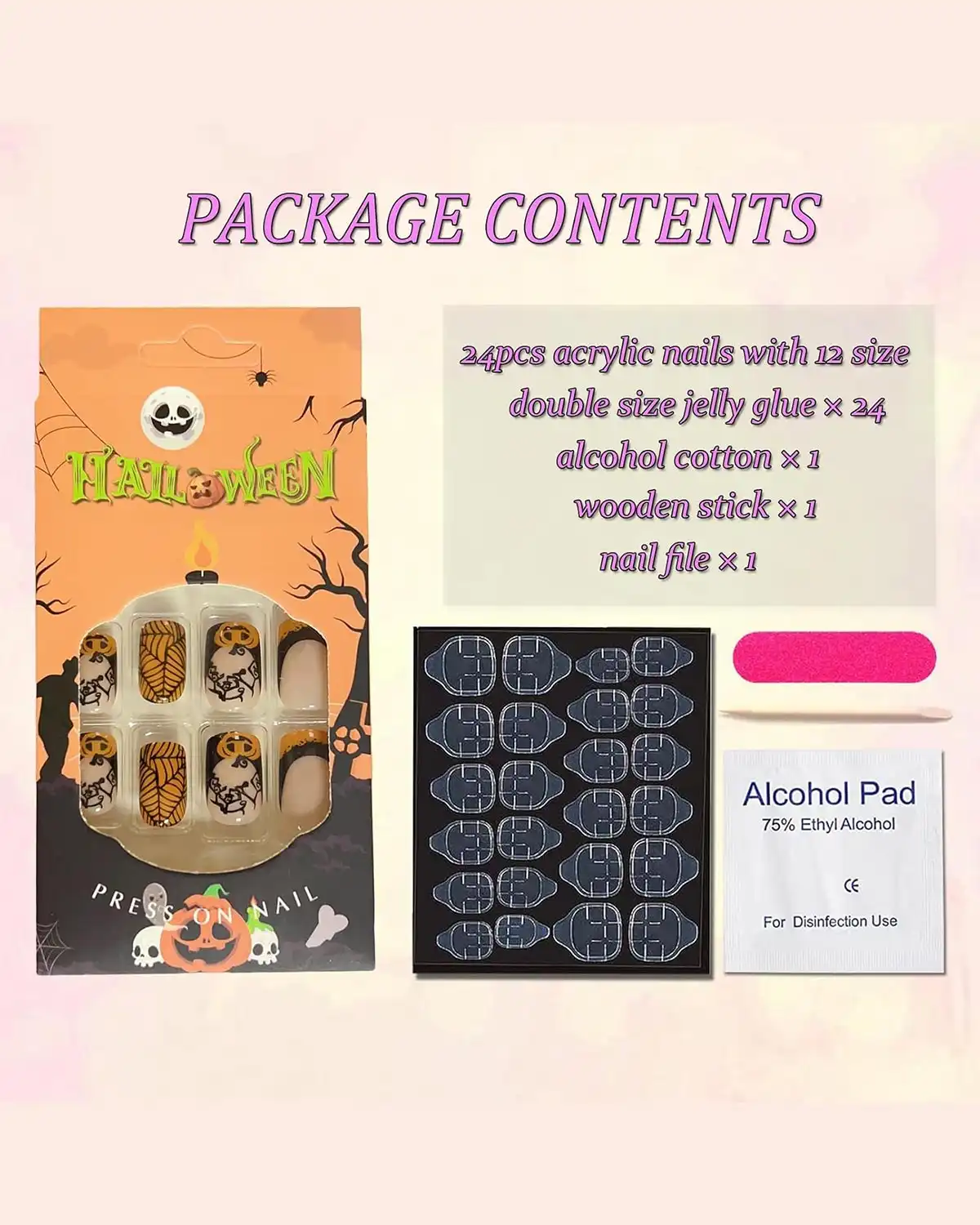 OHWODA Halloween Fake Nails for Women