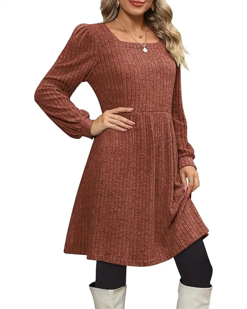 Ofeefan Knit Sweater Dress With Pockets For Women