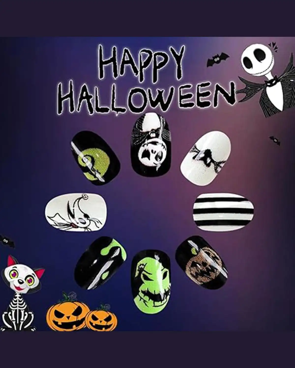 POWPOP Halloween Press On Nails for Women
