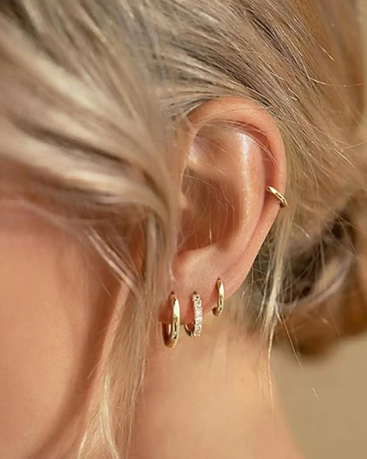 Poxtex Small Gold Huggie Hoop Earring