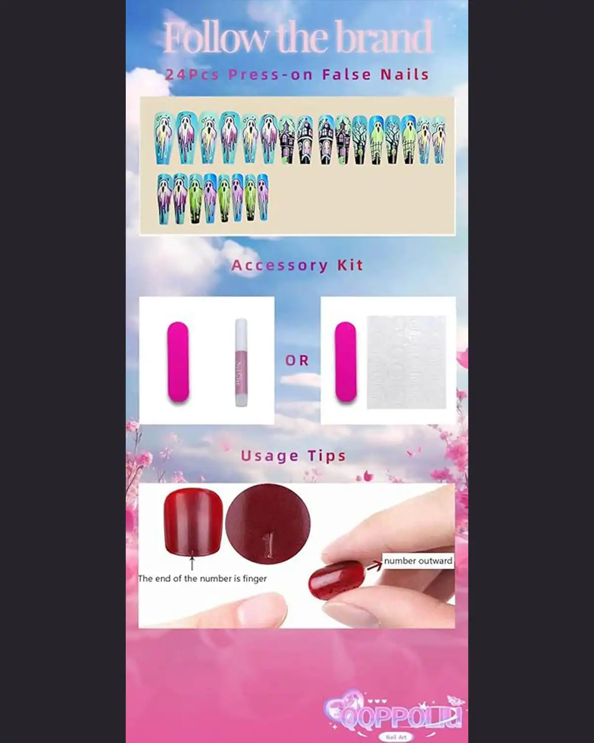 QQPPOLIU Halloween Press on Nails