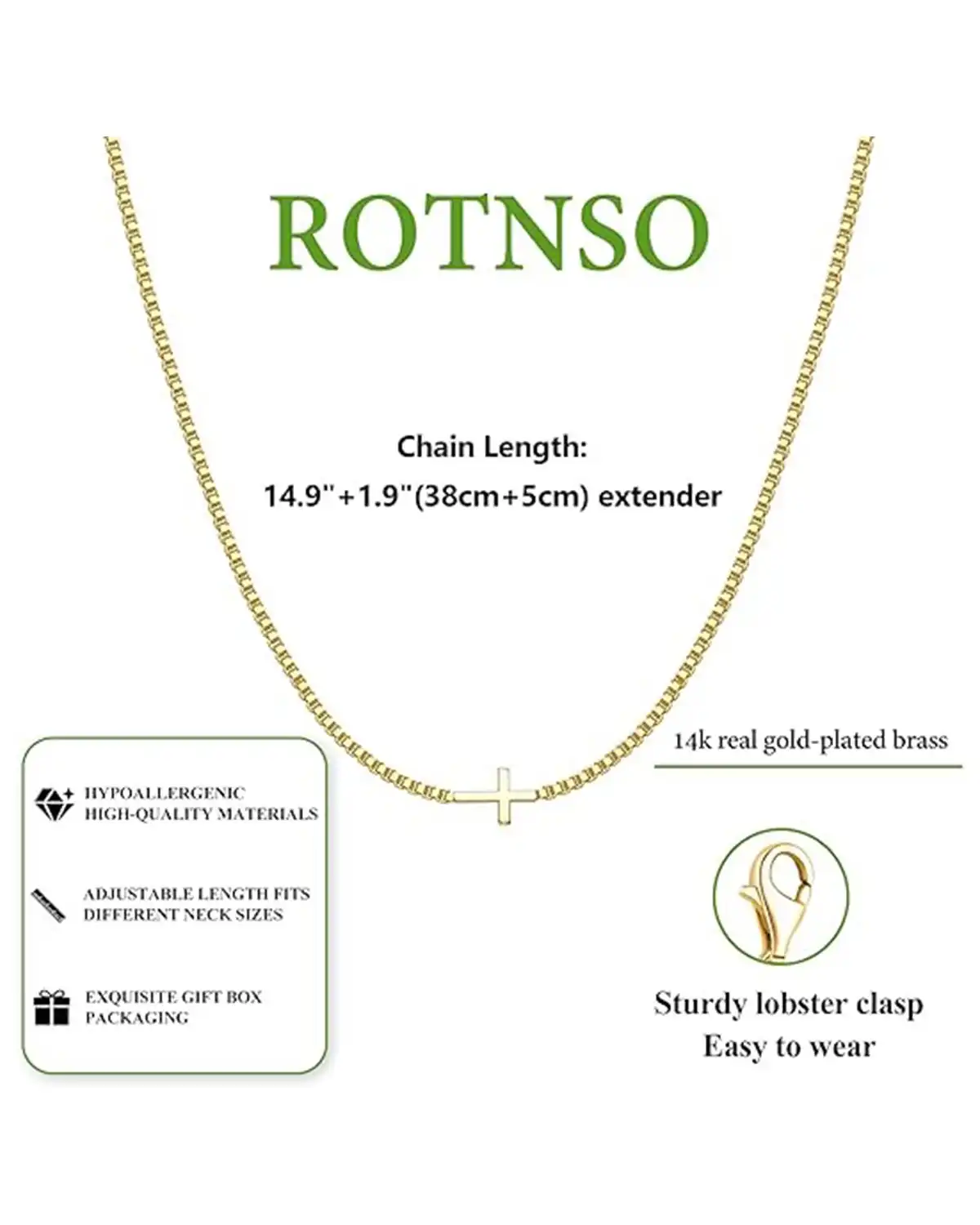 Rotnso Cross Necklace for Women